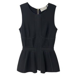 A.L.C. Black Structured Sleeveless Peplum Top